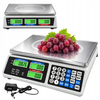 Elektroninės prekybinės svarstyklės su kainos skaičiavimu LCD 40 kg / 2 g