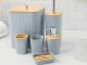 6-Piece Bathroom Accessories Set with Bamboo, Includes Toilet Brush and Soap Dispenser