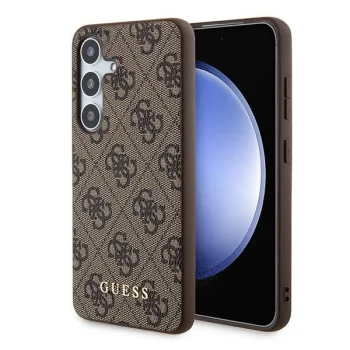 Guess dėklas Samsung Galaxy A35 telefonui 4G Metal Gold Logo, rudas