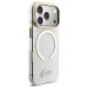 Guess IML Glitters Script Strap MagSafe dėklas iPhone 17 Pro, skaidrus