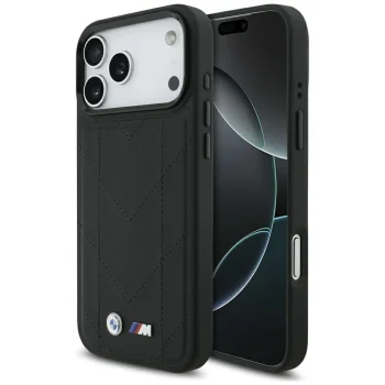 BMW M Quilted Logo MagSafe dėklas skirtas iPhone 17 Pro Max, juodas