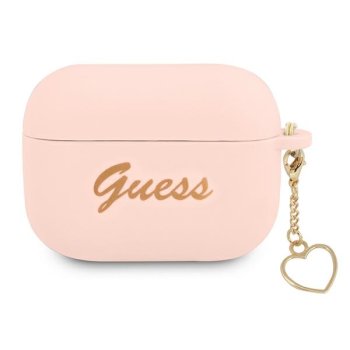 Guess GUAPLSCHSP Silicone Charm Heart AirPods Pro dėklas, Rausva