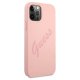 Guess iPhone 12 Pro Max dėklas Silicone Vintage Script, rožinis