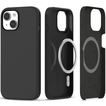 Tech-Protect Silicone MagSafe dėklas skirtas iPhone 15, Matte Black