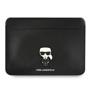Karl Lagerfeld Saffiano Ikonik Karl 16" nešiojamojo kompiuterio dėklas, juodas
