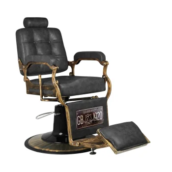 Gabbiano Boss Old Leather Barber Chair, Black