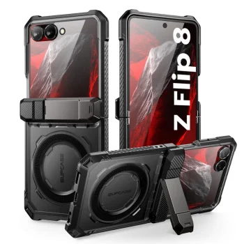 Supcase UB Grip Mag MagSafe dėklas Samsung Galaxy Z Flip 8, juodas
