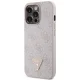 Guess iPhone 13 Pro Max dėklas Metal Logo Strass Crossbody, rožinis