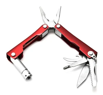 Mini 6-in-1 Multitool with Flashlight and Case, Red