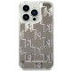Karl Lagerfeld Liquid Glitter Monogram dėklas, skirtas iPhone 14 Pro, sidabrinis