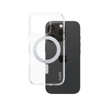Dėklas CARE by PanzerGlass Feature Kickstand, skirtas iPhone 16 Pro permatomas / sidabrinis