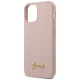 Guess iPhone 12 mini dėklas Silicone Script Gold Logo, šviesiai rožinis