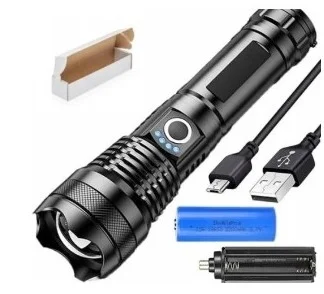 Taktinis žibintuvėlis su CREE HPX90 LED, 2000 lm, juodas