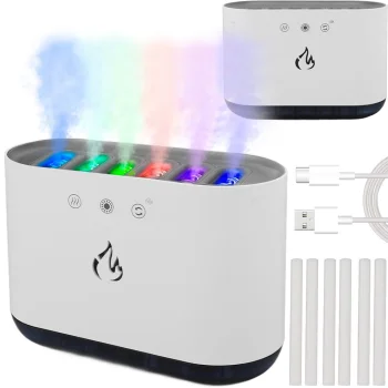 Oro drėkintuvas ir aromatų difuzorius su RGB LED, 6 purkštukai, 900 ml