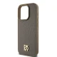 DKNY Leather Monogram dėklas iPhone 15 Pro telefonui su MagSafe, rudas