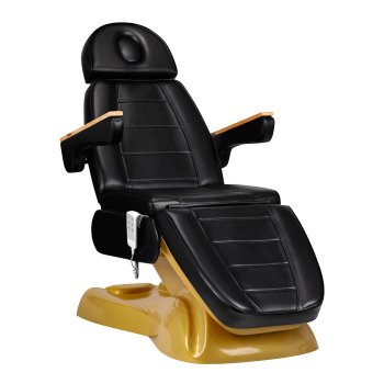 Elektrinis kosmetologinis krėslas Sillon Lux 273B, 3 varikliai, juodas/auksinis