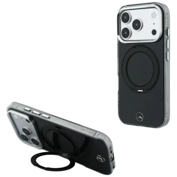 Mercedes Ring Stand Iconic Logo MagSafe dėklas iPhone 18 Pro Max / 17 Pro Max, Black