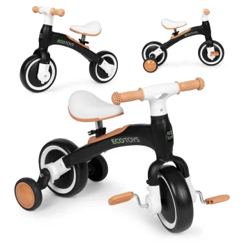 ECOTOYS 3-in-1 triratukas ir balansinis dviratukas 131138, juodas