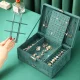 Velvet Jewelry Box Organizer with Drawer, Green