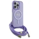 Guess dėklas iPhone 16 Pro Max Crossbody Cord Script MagSafe, violetinis
