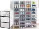 Shoe Organizer Box with Transparent Flap