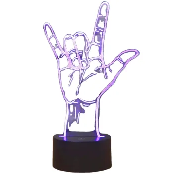3D LED naktinė lemputė V-Sign Hand, RGB