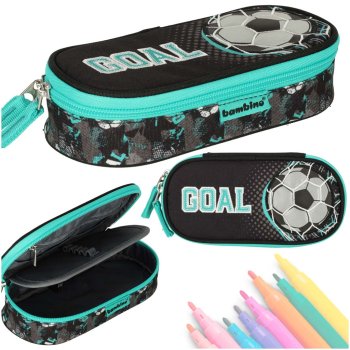 Bambino single-compartment school pencil case with football design