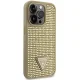 Guess Rhinestone Triangle dėklas iPhone 14 Pro telefonui, auksinis