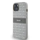 DKNY dėklas iPhone 15 / 14 / 13 modeliams Mono Stripe & Metal Logo, smėlio spalvos
