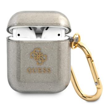 Guess GUA2UCG4GK Glitter Dėklas AirPods 1/2 Ausinėms, Juodas