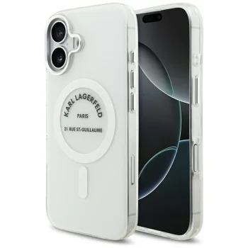Karl Lagerfeld IML Karl RSG Logo MagSafe dėklas iPhone 17 telefonui, skaidrus
