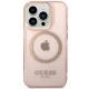 Guess dėklas iPhone 14 Pro Max su MagSafe, pusskaidris rožinis