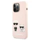 Karl Lagerfeld Silicone Karl & Choupette MagSafe dėklas, skirtas iPhone 13 Pro Max, rožinis