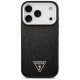 Guess Glitter Triangle Logo MagSafe dėklas telefonui iPhone 17 Pro, juodas