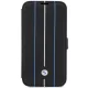 Apple iPhone 14 Pro Max 6.7\'\' BMW Leather Stamp Blue Lines Book Case Cover (BMBKP14X22RVSK), Black