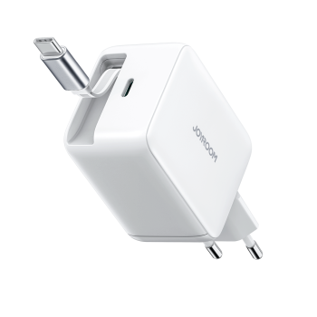 Joyroom JR-TCL06 GaN įkroviklis 67W su įtraukiamu USB-C laidu, baltas