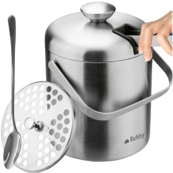 Insulated Stainless Steel Ice Bucket with Tongs and Spoon Ruhhy, 1.3L