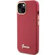 Guess Silicone Script Metal Logo & Frame dėklas iPhone 15 telefonui, raudonas