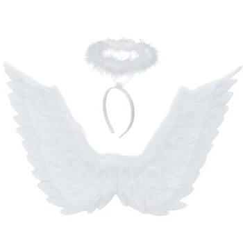 Ruhhy Angel Wings with Halo 70 x 45 cm, White