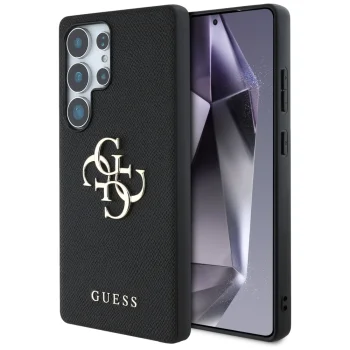 Guess Grained Big 4G Logo dėklas Samsung Galaxy S25 Ultra juodas