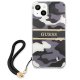 Guess Camo Strap dėklas iPhone 13 6.1\" juodas