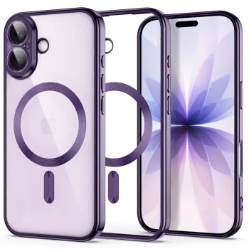 „Tech-Protect MagFlex“ dėklas „Apple iPhone 17“, skaidrus / violetinis