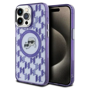 Karl Lagerfeld dėklas iPhone 15 Pro Max telefonui su MagSafe, violetinis
