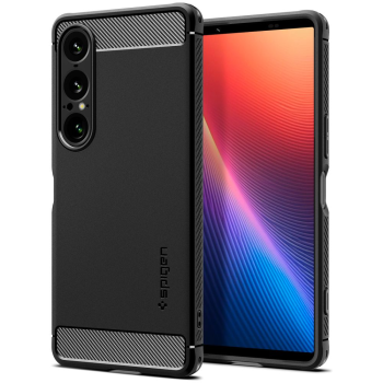 Spigen Rugged Armor dėklas telefonui Sony Xperia 1 VII, matinė juoda