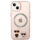 Karl Lagerfeld Karl & Choupette Aluminum MagSafe dėklas iPhone 14 Plus, rožinis