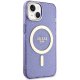 Guess Glitter Gold MagSafe dėklas iPhone 14 telefonui, violetinis