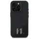 Karl Lagerfeld Silicone Shadow Metal Initial MagSafe Case for iPhone 16 Pro, Black