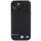 BMW Leather Carbon dėklas, skirtas iPhone 15, juodas