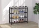 Metalinis batų dėklas ModernHome, 4 lentynos, 12 porų, juodas