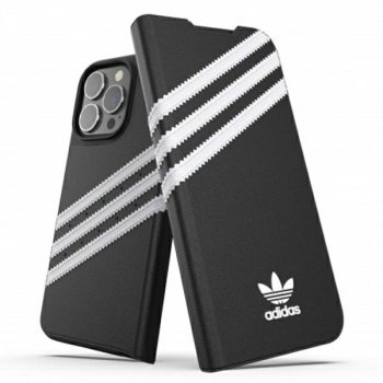 Adidas iPhone 13 / 13 Pro atverčiamasis dėklas OR Booklet PU, juodas ir baltas